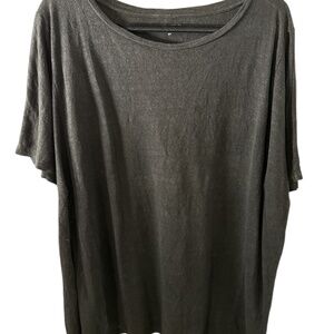 Eileen Fisher Organic Linen Short Sleeve Top – Black (Size S, Oversized Fit)